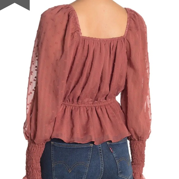 Swiss Dot Balloon Sleeve Top - Picture 2 of 2